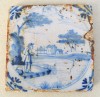 &quot;Pescar&quot; placa ceramica de Delft sec 18