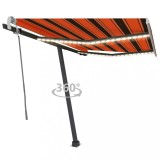 VidaXL Copertină retractabilă manual cu LED portocaliu&amp;maro 300x250 cm