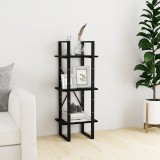 Gossi biblioteca cu 3 rafturi, negru, 40x30x105 cm, lemn masiv de pin