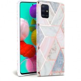 Husa TPU Tech-Protect Marble pentru Samsung Galaxy A41, Roz