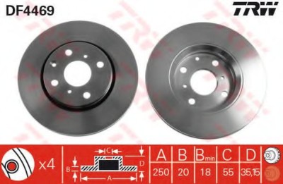 Disc frana PEUGEOT 107 (2005 - 2016) TRW DF4469 foto