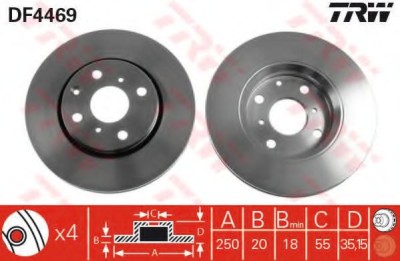 Disc frana PEUGEOT 108 (2014 - 2016) TRW DF4469 foto