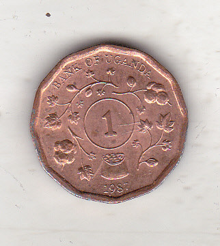 bnk mnd Uganda 1 shilling 1987 foto