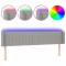 Tablie de pat cu LED, gri deschis, 183x16x78/88 cm, textil