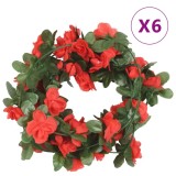 VidaXL Ghirlande de flori de Crăciun, 6 buc., roșu primăvară, 250 cm