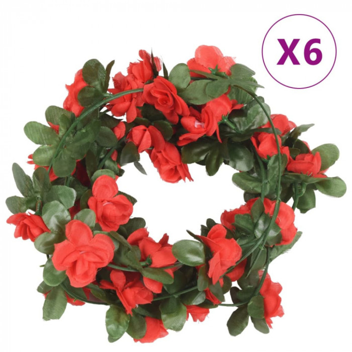vidaXL Ghirlande de flori de Crăciun, 6 buc., roșu primăvară, 250 cm 359040