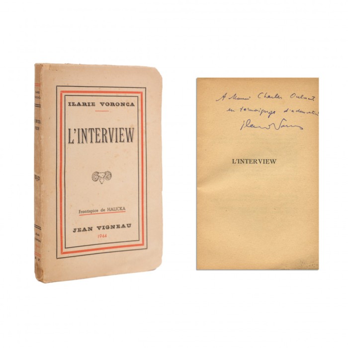 Ilarie Voronca, L&rsquo;Interview, 1944, cu dedicație olografă - D