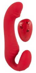 RC Strapless Strap-On 3 motoare - cu telecomanda - Strap-on dublu vibrator cu 3 motoare, 9 moduri de vibratie in 3 viteze foto