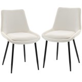 HOMCOM Set 2 Scaune de Dining din Catifea pentru Bucătărie, Alb Crem | Aosom Romania
