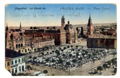 AD 878 C. P. VECHE -ORADEA MARE - PIATA UNIRII - CIRCULATA 1929 -VAIDA ELISABETA foto