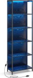 Cumpara ieftin Biblioteca cu lumina LED Vasagle Negru 60x30.3x178 cm