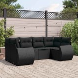 vidaXL Set mobilier de grădină cu perne, 6 piese, negru, poliratan 3254112