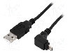 Cablu USB A mufa, USB B micro mufa (in unghi), USB 2.0, lungime 1.8m, negru, Goobay - 95343