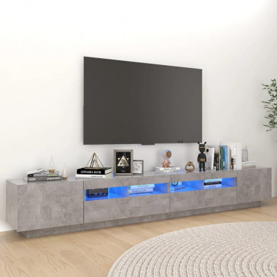 vidaXL Comodă TV cu lumini LED, gri beton, 260x35x40 cm foto