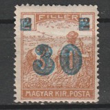 30/2 Filler Arato Magyar Kir. Posta - zona Timisoara III 1919, Nestampilat