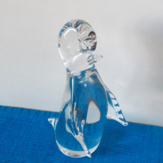 Statueta cristal clar suflata manual - Pinguin - design J. Marcolin, FM Ronneby