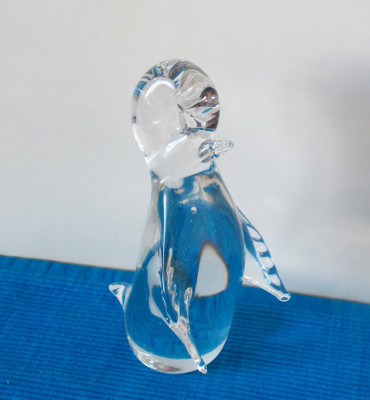 Statueta cristal clar suflata manual - Pinguin - design J. Marcolin, FM Ronneby foto