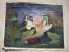 TABLOU PE PANZA , FARA SASIU (O 76/56 cm.), Scene gen, Ulei, Altul