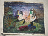 TABLOU PE PANZA , FARA SASIU (O 76/56 cm.), Scene gen, Ulei, Altul