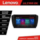 Navigatie Android Lenovo Seat Ibiza 2008-2014 QLED 4GB+64GB Qualcomm 8 Core Waze Comenzi Volan
