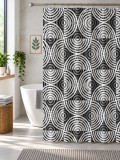 Perdea Dus Marime 180 x 180 cm, Alb-Negru, Antialergica, Polipropilena 50%, Poliester 50%