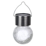 Felinar Suspendabil Solar, Model Sticlă, Diametru 4.5cm, &Icirc;nălțime 6cm, Argintiu, LED Luminos, Fără Cablu