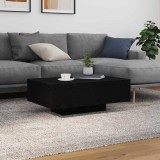 VidaXL Măsuță de cafea cu LED-uri, stejar negru, 85x55x31 cm