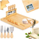 Set elegant pentru servirea br&acirc;nzeturilor din bambus, cu 4 cuțite