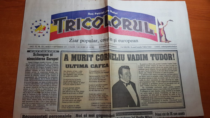 ziarul politica 15 septembrie 2015 - moartea lui corneliu vadim tudor