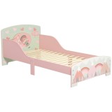 ZONEKIZ Pat pentru Copii 3-6 Ani cu Margini &Icirc;nălțate și Model cu Animale, 77x143x60 cm, Roz | Aosom Romania