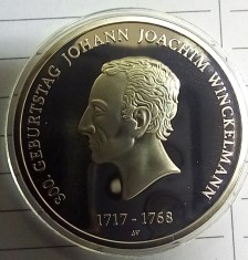 (A76) MONEDA DIN ARGINT GERMANIA - 20 EURO 2017, LIT. F, 300 ANI NASTEREA LUI JOHAN WINCKELMANN, STARE PROOF