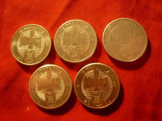 Set 5 Monede aluminiu 1000 lei 2000-2004 , cal. apr. NC foto