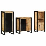 Cumpara ieftin Set de mobilier pentru baie 3 buc. Maro si negru