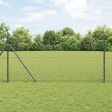 VidaXL Gard din plasă de s&acirc;rmă cu 13 st&acirc;lpi 1.2x25 m din oțel galvanizat gri
