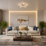 Lustra LED Magno cu telecomanda si cristal, 68W, 59 cm, dimabila, aurie