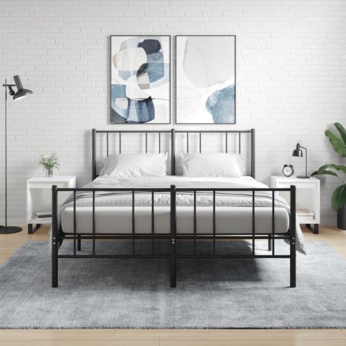 Gossi noptiere, 2 buc., alb extralucios, 40x35x50 cm, lemn compozit