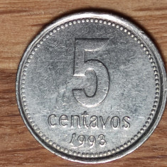 Argentina - moneda de colectie - 5 centavos 1993 - varietate de an unic