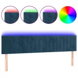 Cumpara ieftin Tablie de pat cu LED, albastru inchis, 180x5x78/88 cm, catifea