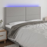 Cumpara ieftin Tăblie de pat cu LED, gri deschis, 200x5x118/128 cm, textil