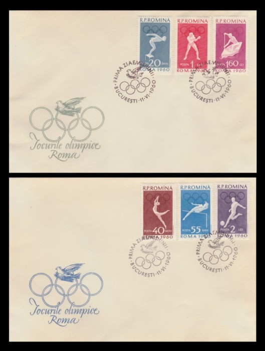 1960 Romania - 2 FDC Jocurile Olimpice Roma (II), LP 499
