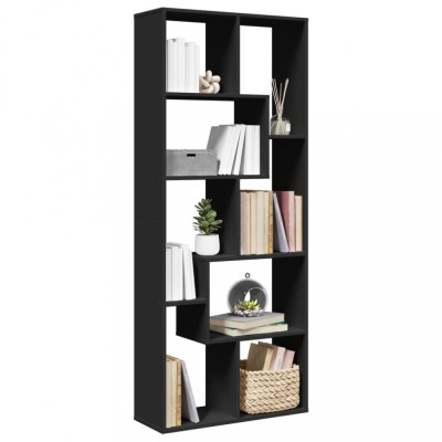vidaXL Bibliotecă/separator cameră negru 67x25x161,5 cm lemn prelucrat foto