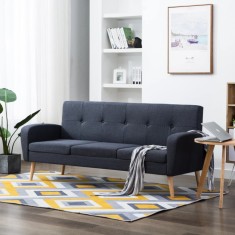 vidaXL Canapea de 3 persoane, material textil, gri &icirc;nchis
