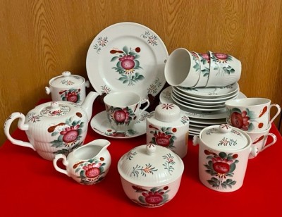 SERVICIU DE CAFEA DE 24 PIESE, DIN PORTELAN FIN PICTAT MANUAL AW AUGUST WARNICKE foto