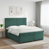 Cumpara ieftin Pat boxspring cu saltea Verde inchis 160 x 200 cm Catifea