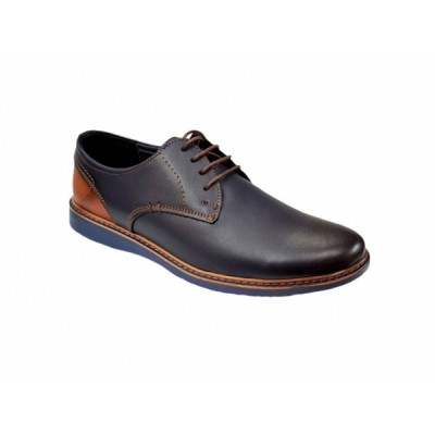 OFERTA MARIMEA 41 - Pantofi barbati casual din piele naturala bleumarin cu maro, CIUCALETI SHOES LTEST71BL foto