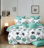 Cumpara ieftin Lenjerie Pat Bumbac 6 Piese Alb cu Imprimeu, Fara Elastic, Husa Pilota 200x230, Cearceaf 240x250, Fete Perna 55x75 si 70x70