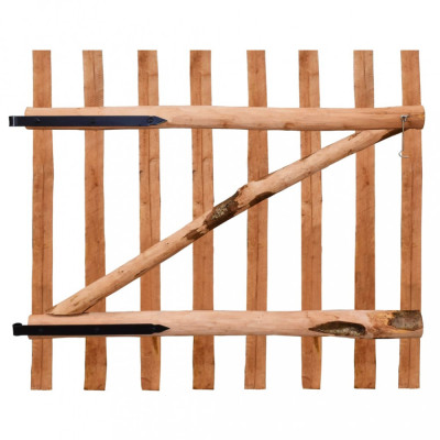 Poartă de gard simplă, din lemn de alun, 100x90 cm foto