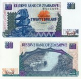Zimbabwe 20 Dollars 1997 UNC Bancnota Neagra Africa Neagra Zimbabwe UNC Valuta Colectie