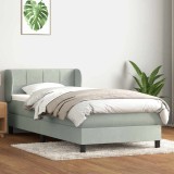 vidaXL Pat box spring cu saltea, gri deschis, 90x210 cm, catifea 3317511