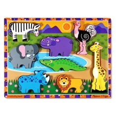 Puzzle lemn in relief Safari Melissa and Doug